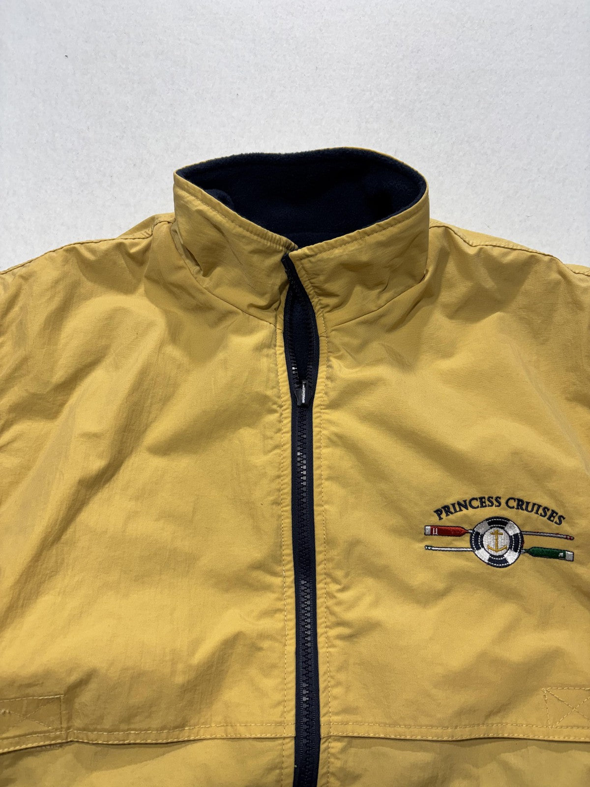 Princess Cruises Vest Mens Large Yellow Nylon Full Zip Fleece Lined Windbreaker
