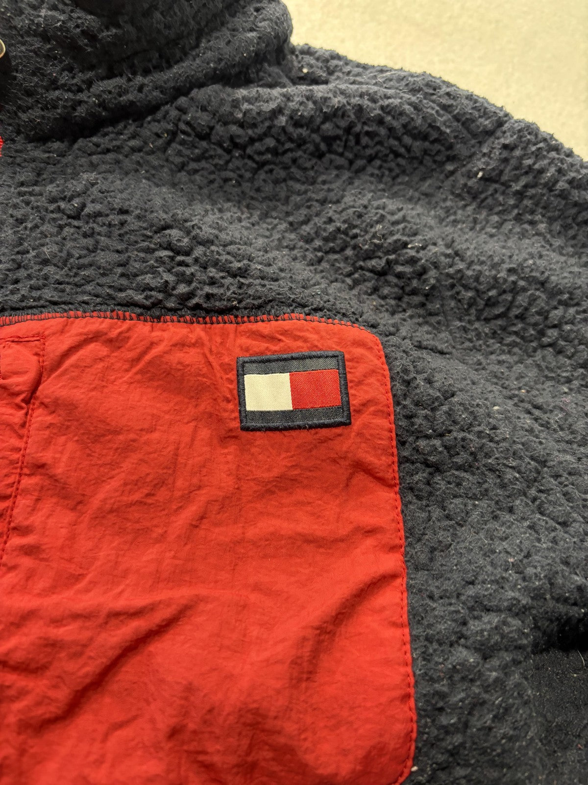 Tommy Hilfiger Jacket Mens Large Blue Sherpa Fleece Full Zip Outdoor Windbreaker