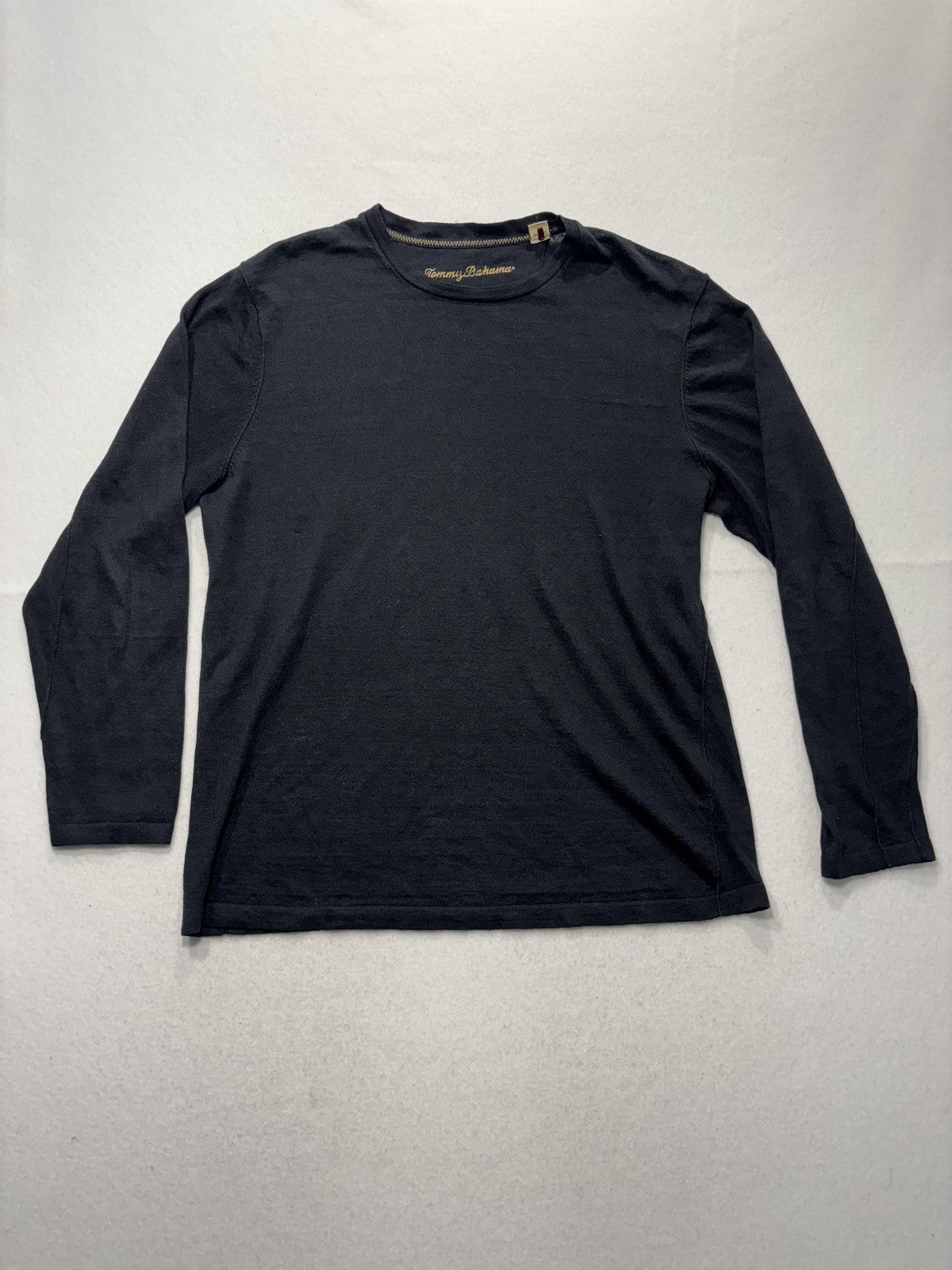 Tommy Bahama Sweater Mens Medium Blue Linen Knit Crew Neck Long Sleeve Casual