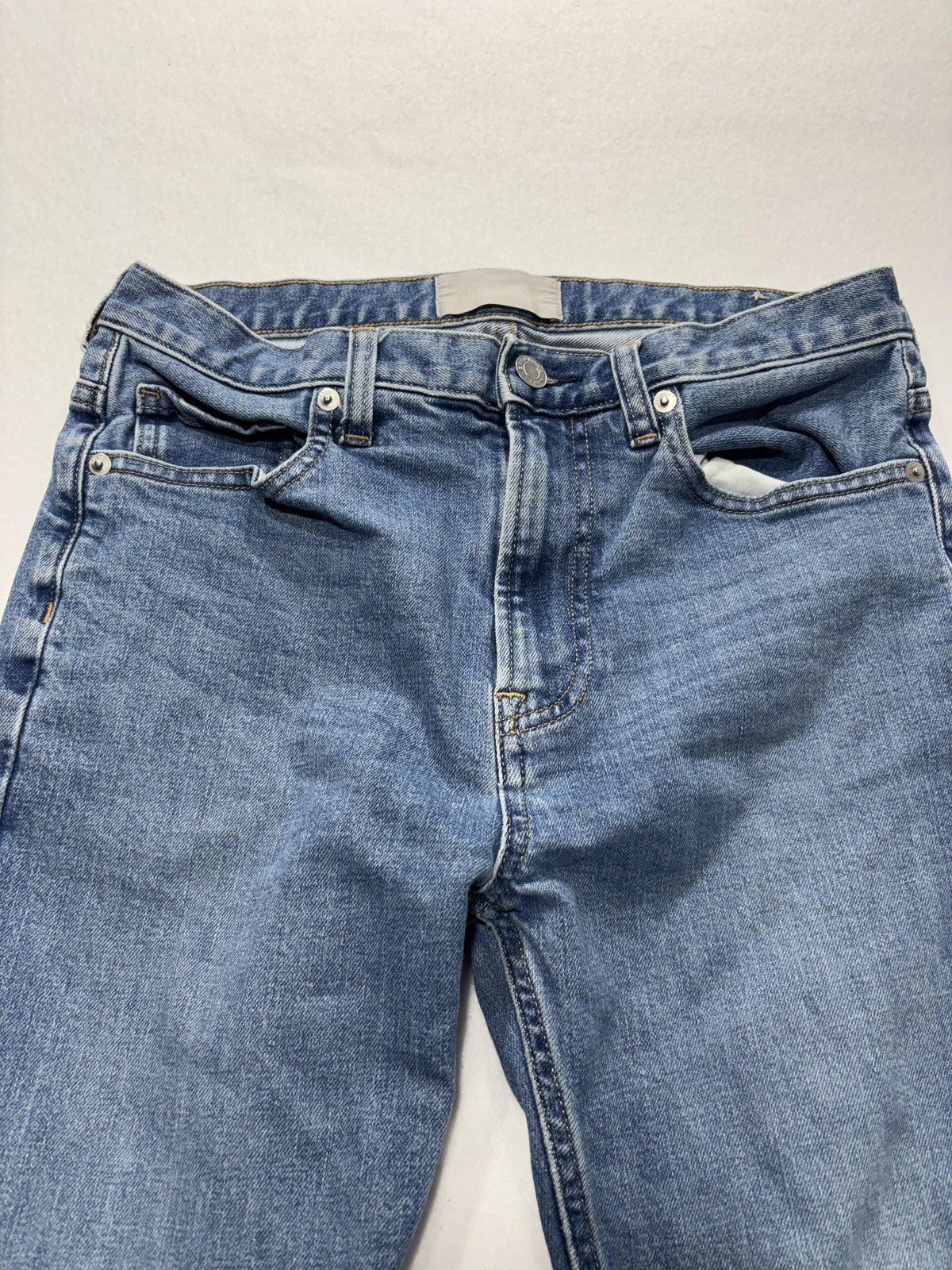 Everlane Jeans Womens 29 Blue Medium Wash Straight Leg Mid Rise Stretch 29x27.5