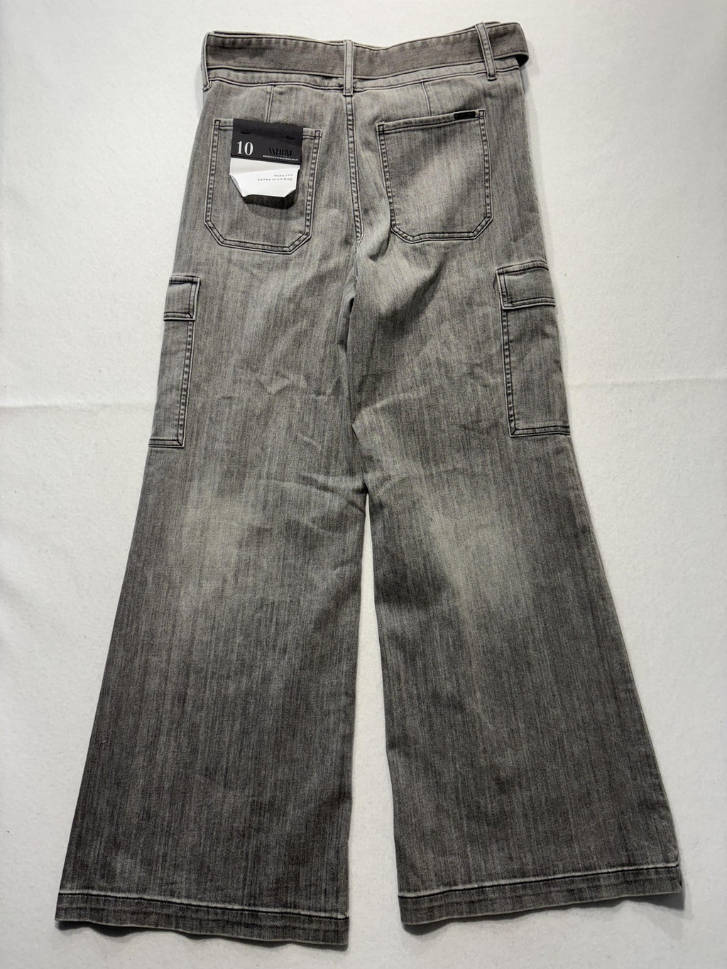 White House Black Market Utility Cargo Jeans Womens 10R Gray High Rise Wide Leg