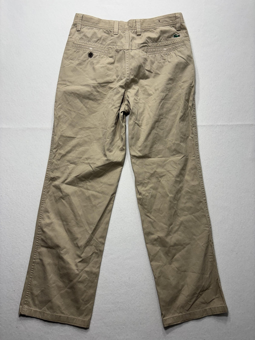 Lacoste Chino Pants Mens 32x32 Beige Straight Leg Cotton Casual Work Croc Logo