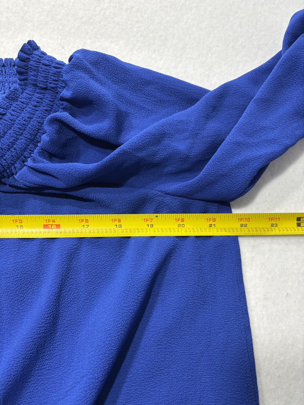 Michael Kors Blouse Womens Large Blue Off Shoulder Tie Tunic Balloon Sleeve Top