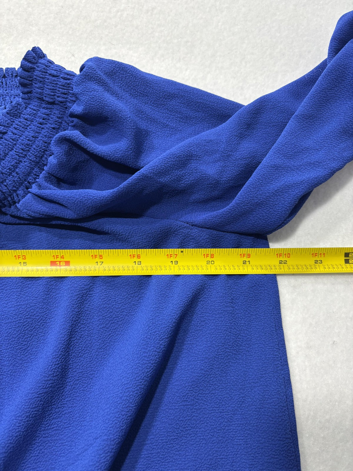 Michael Kors Blouse Womens Large Blue Off Shoulder Tie Tunic Balloon Sleeve Top