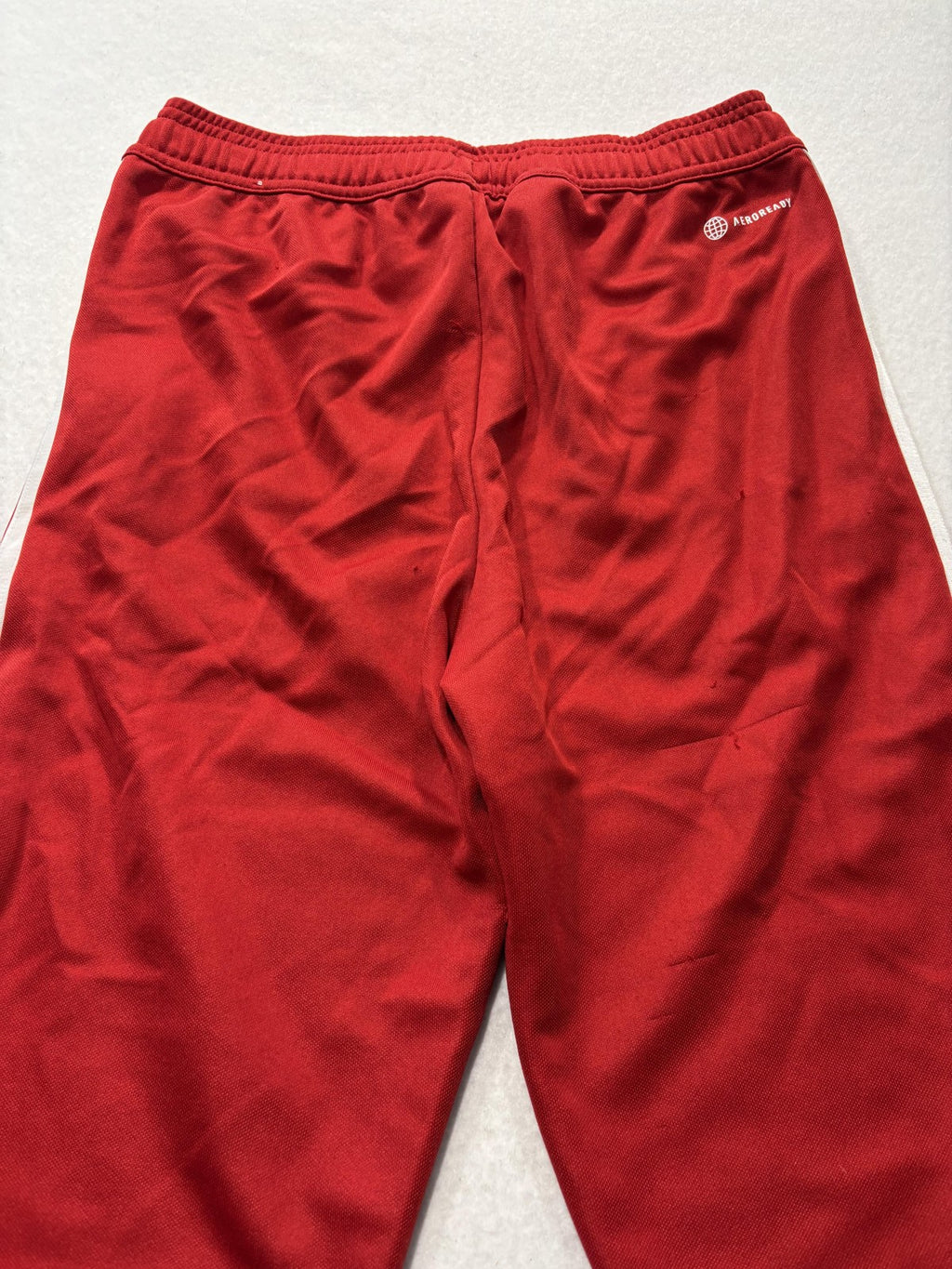 Adidas Track Pants Unisex Kids 13-14Y Red AEROREADY Ankle Zip 3 Stripe Soccer