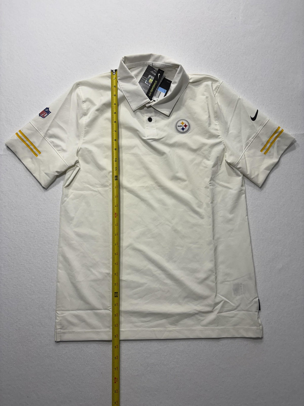 Pittsburgh Steelers Polo Shirt Mens Medium White NFL Football Nike Dri Fit