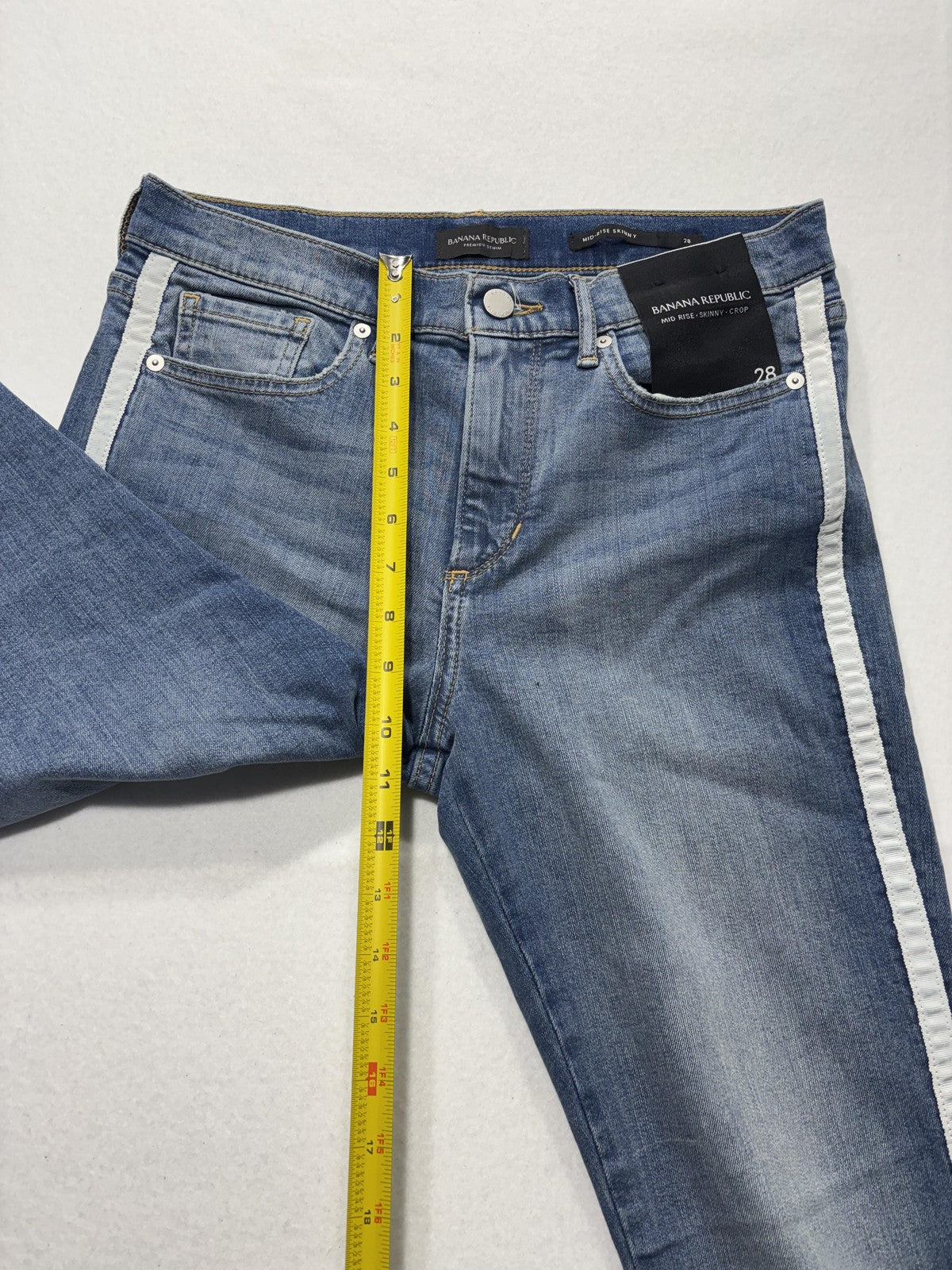 Banana Republic Jeans Womens 28 Blue Wash Mid Rise Skinny Crop Stripe 28x27.5