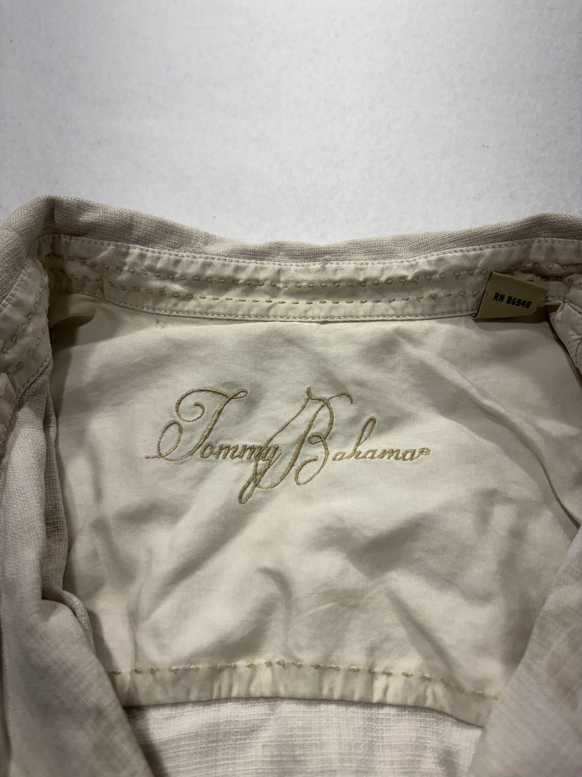 Tommy Bahama Shirt Mens Medium Beige Floral Silk Short Sleeve Button Up Tropical