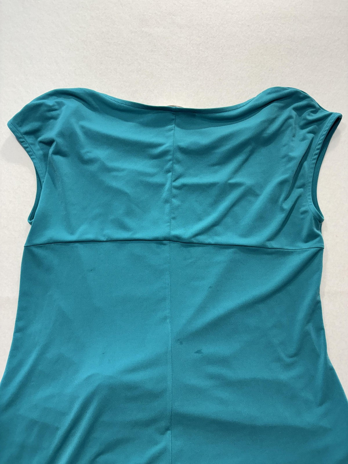 MICHAEL Michael Kors Dress Womens Large Blue Cowl Neck Ruched Sheath Knee Length