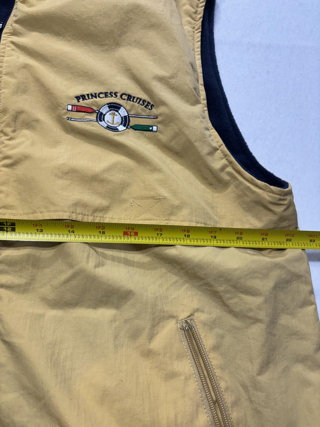 Princess Cruises Vest Mens Large Yellow Nylon Full Zip Fleece Lined Windbreaker