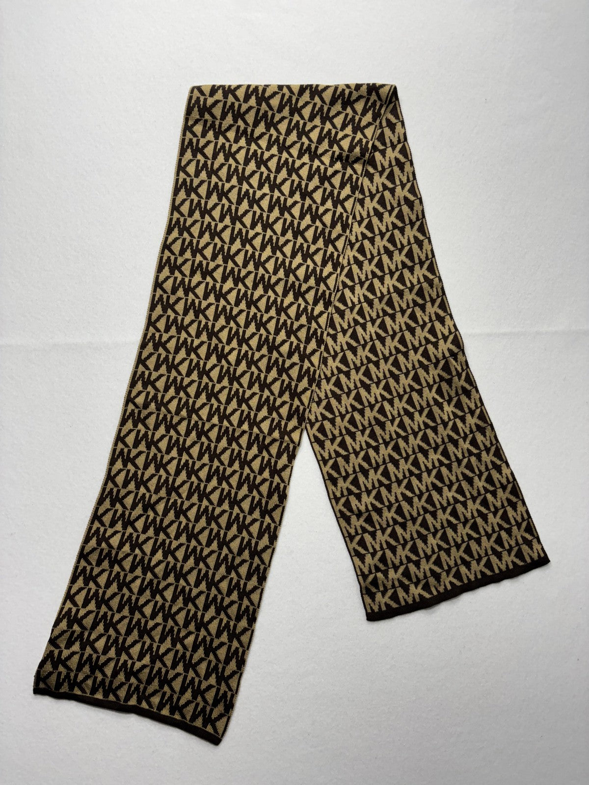 MICHAEL Michael Kors Scarf Womens One Size Brown MK Logo Knit Wrap Rectangle