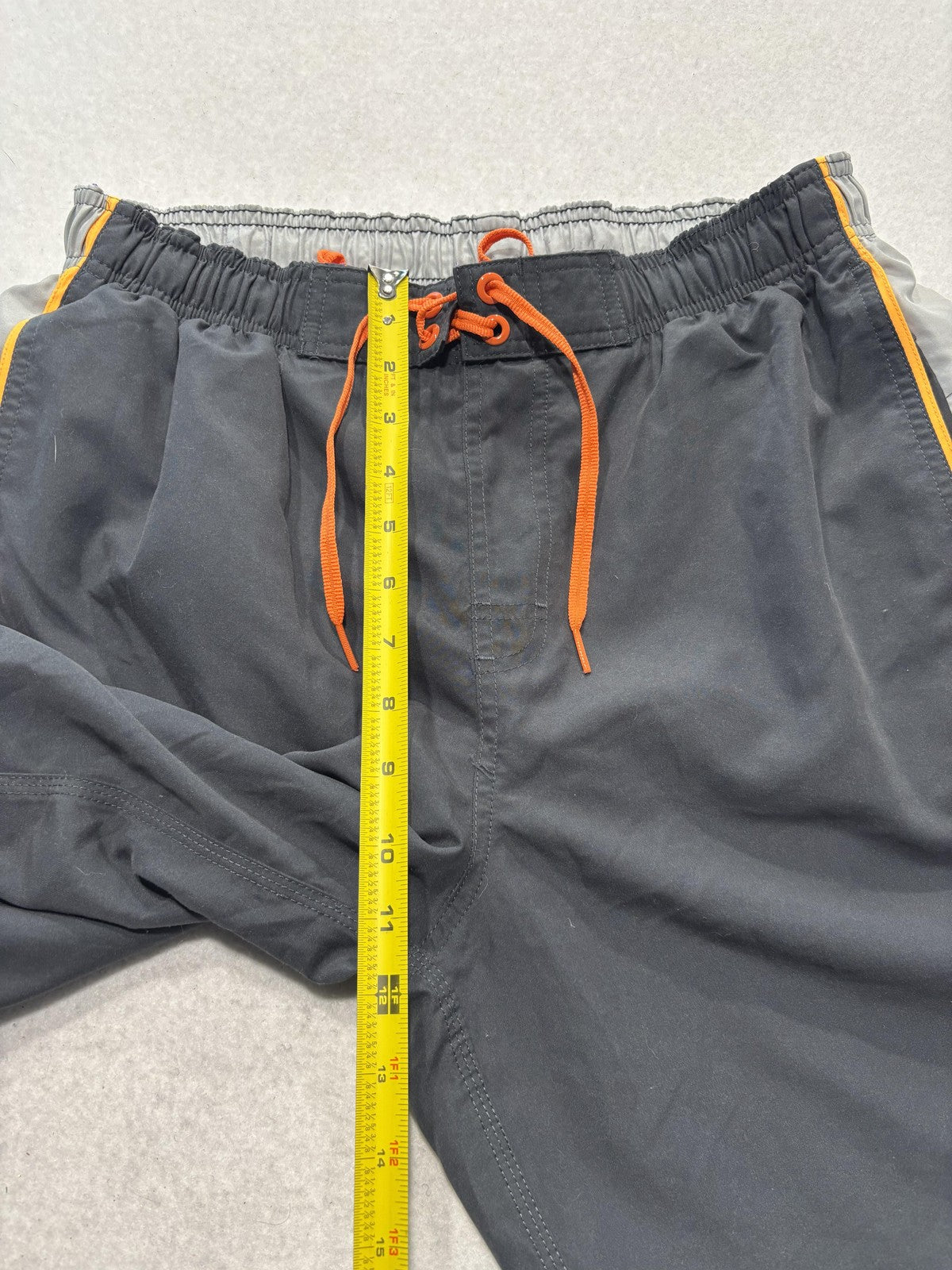Nike Swim Shorts Mens Large Gray Orange Colorblock Lined Elastic Waist Tie