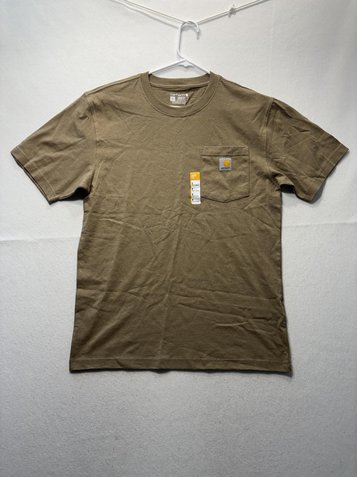 Carhartt Shirt Mens Small Brown Loose Fit Pocket T-Shirt Short Sleeve Workwear