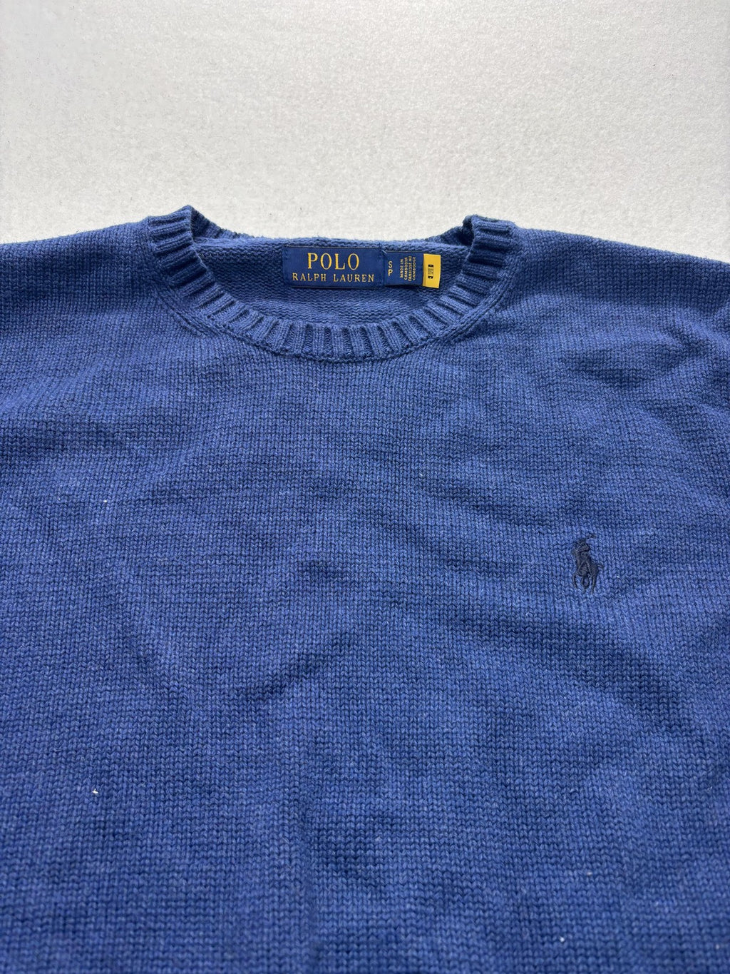 Polo Ralph Lauren Sweater Mens Small Blue Cotton Knit Crew Neck Pullover RLMWB