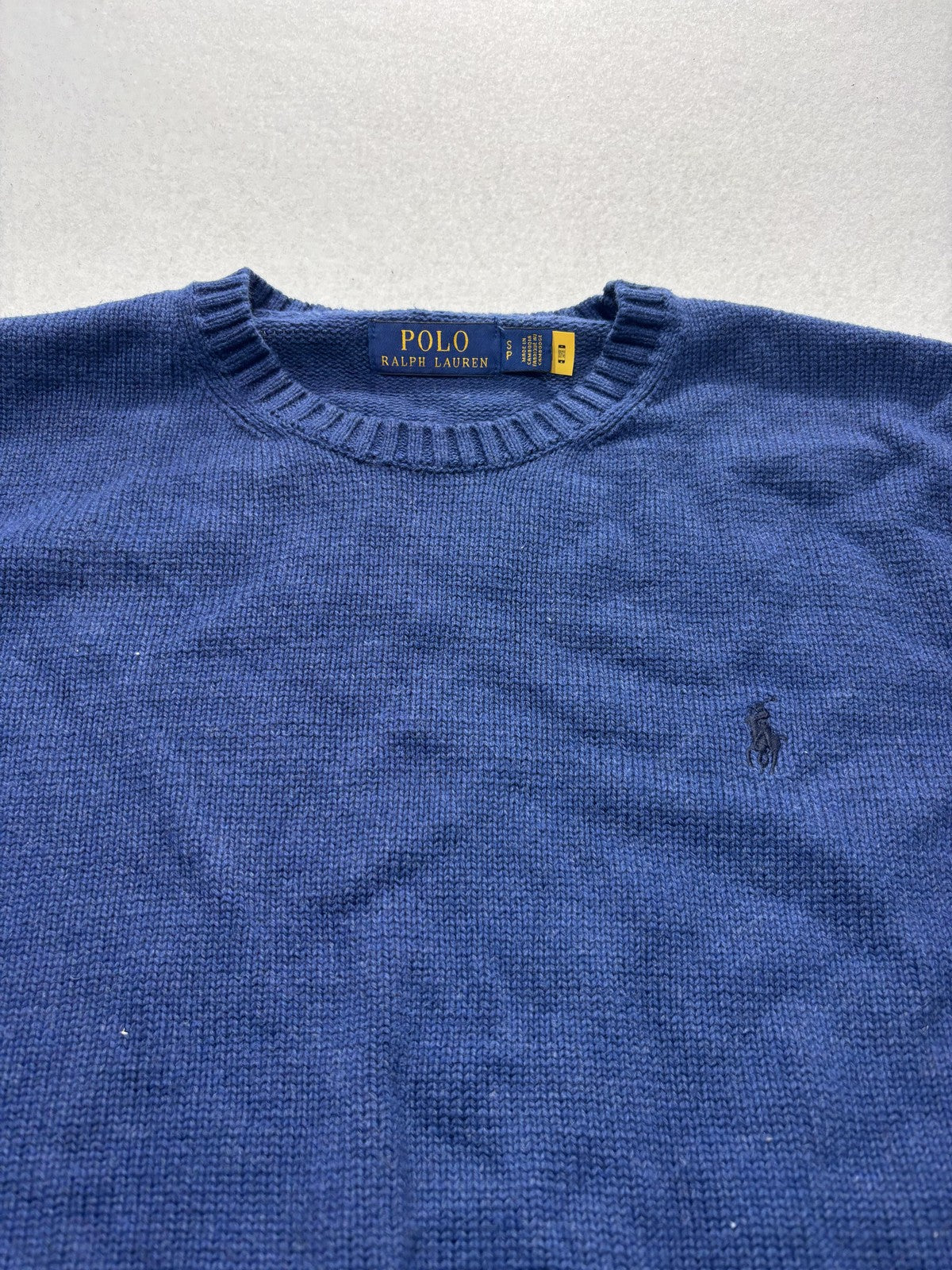Polo Ralph Lauren Sweater Mens Small Blue Cotton Knit Crew Neck Pullover RLMWB