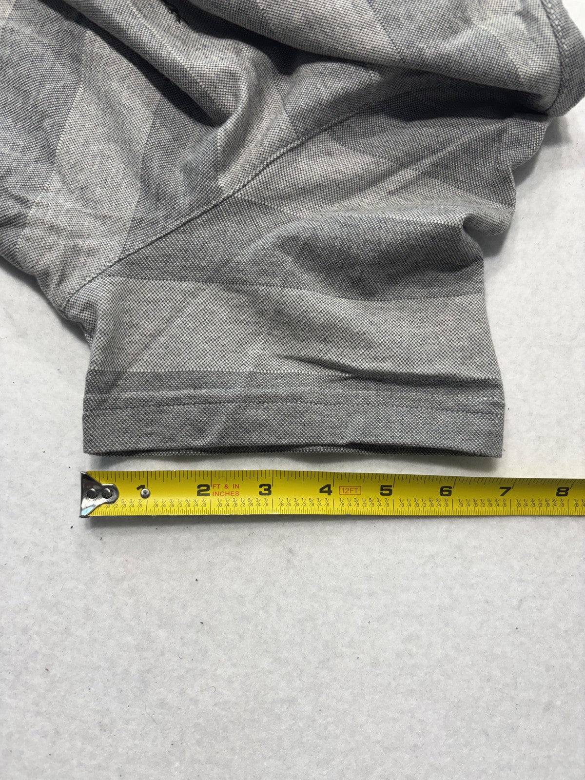 Michael Kors Shirt Mens Medium Gray Striped V Neck Cotton Short Sleeve Logo Tee