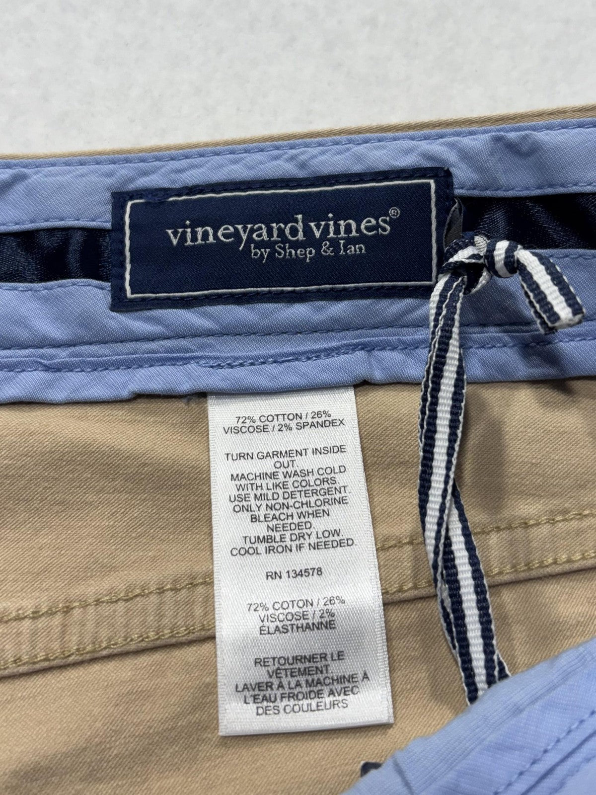 Vineyard Vines Chino Pants Mens 36x30 Beige Leeward Luxe 5-Pocket Stretch Casual
