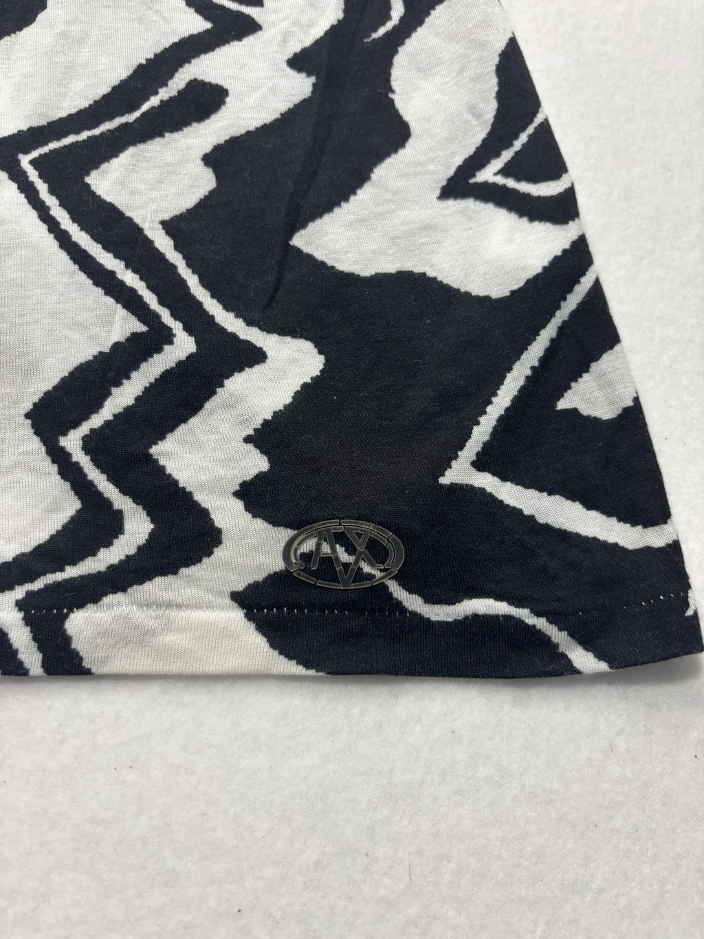 Armani Exchange Shirt Womens XS Black One Shoulder Long Sleeve Zebra Print Top