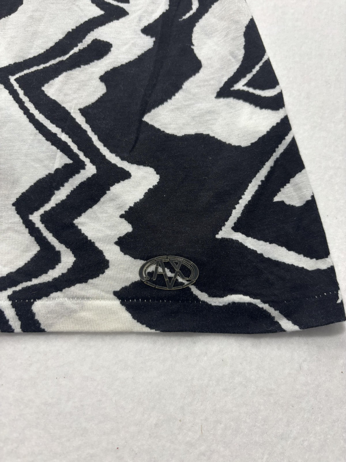 Armani Exchange Shirt Womens XS Black One Shoulder Long Sleeve Zebra Print Top