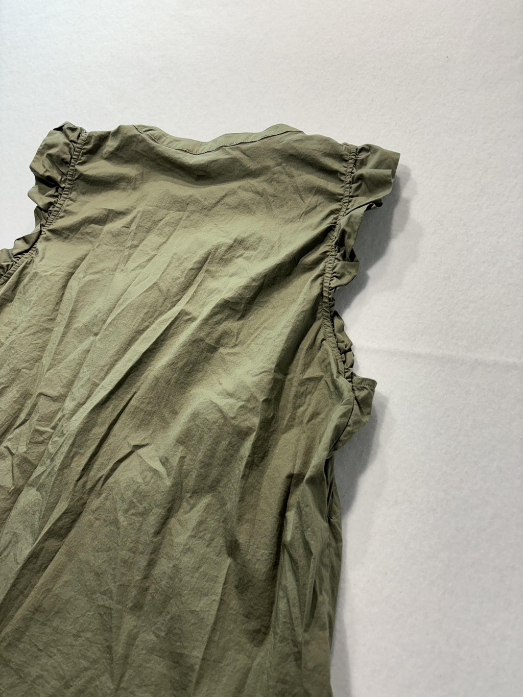 Michael Kors Blouse Womens XL Green Crew Neck Ruffle Sleeveless Half Zip Top