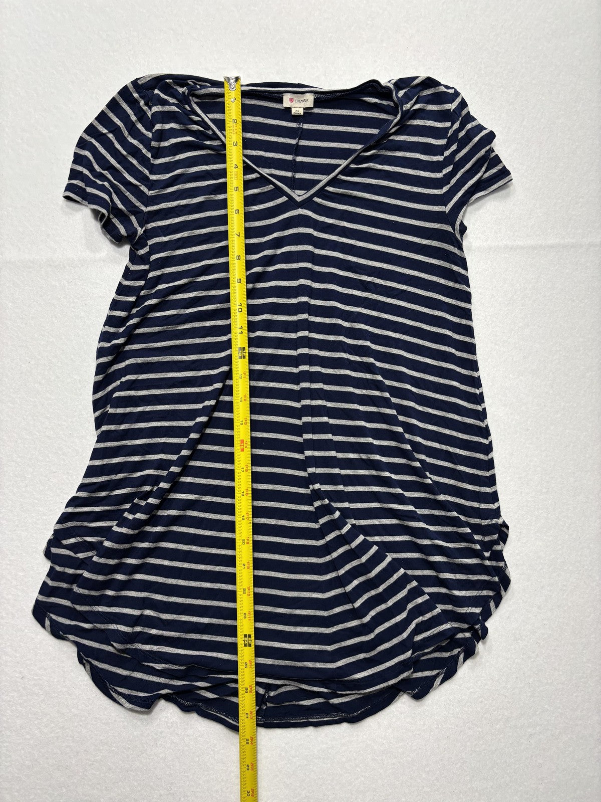 Cremieux T-Shirt Dress Womens XS Blue Stripe V Neck Short Sleeve Jersey Stretch