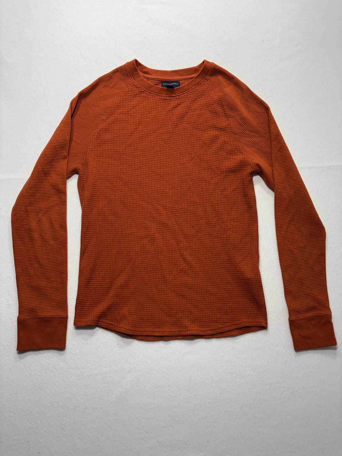 Banana Republic Shirt Mens Medium Orange Thermal Waffle Knit Long Sleeve Tee