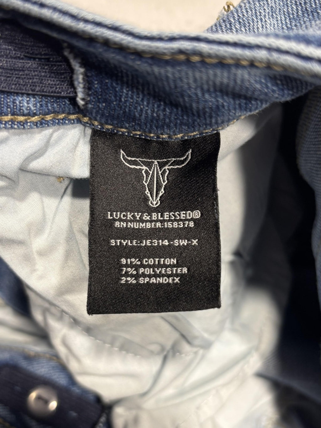 Lucky & Blessed Jeans Womens 20 Blue High Rise Boyfriend Crop Distressed 38x26
