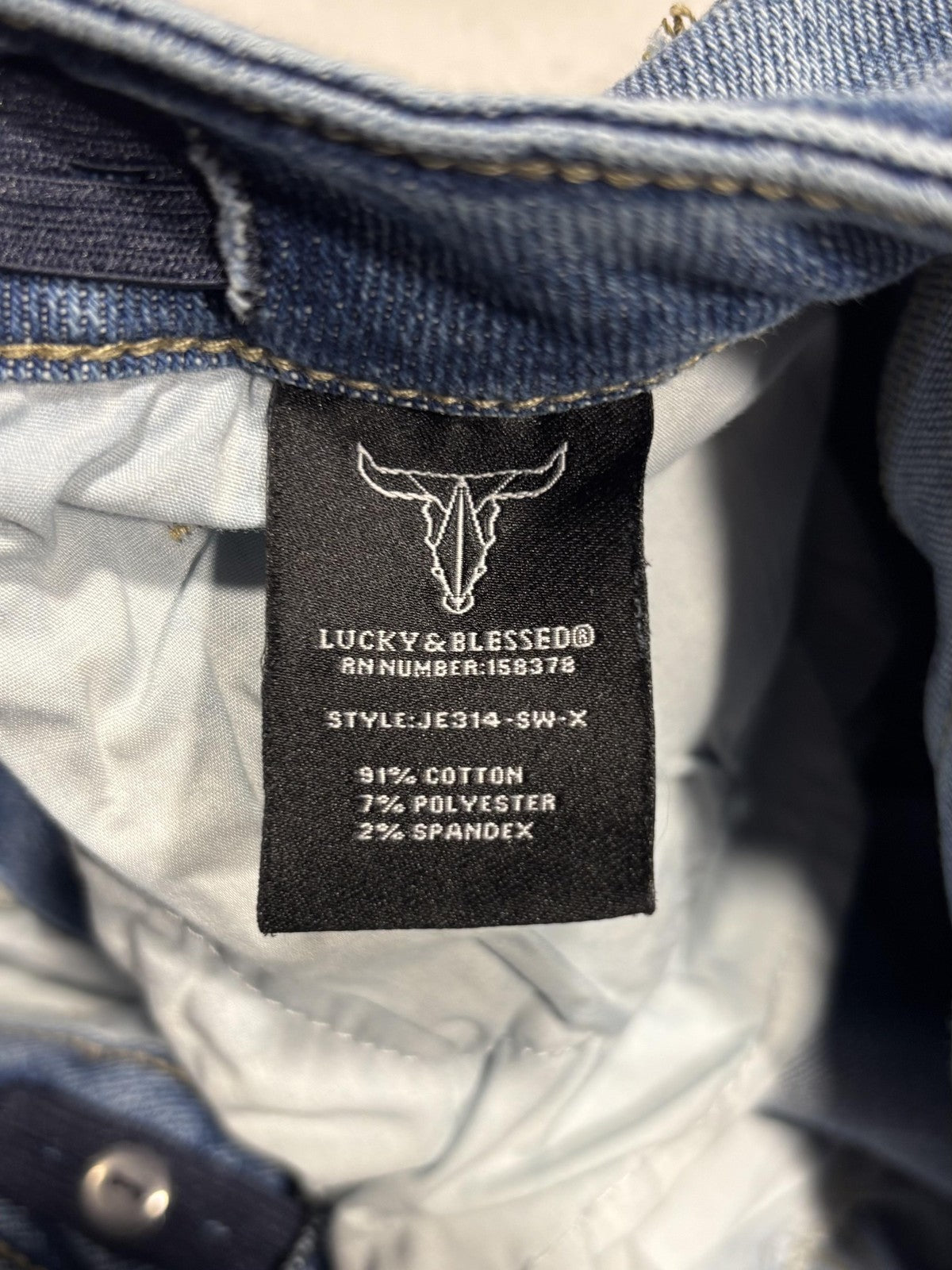 Lucky & Blessed Jeans Womens 20 Blue High Rise Boyfriend Crop Distressed 38x26