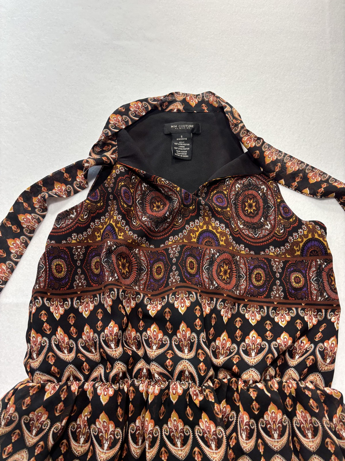 M.M. Couture By Miss Me Dress Womens Small Paisley Print Halter Fit Flare Boho