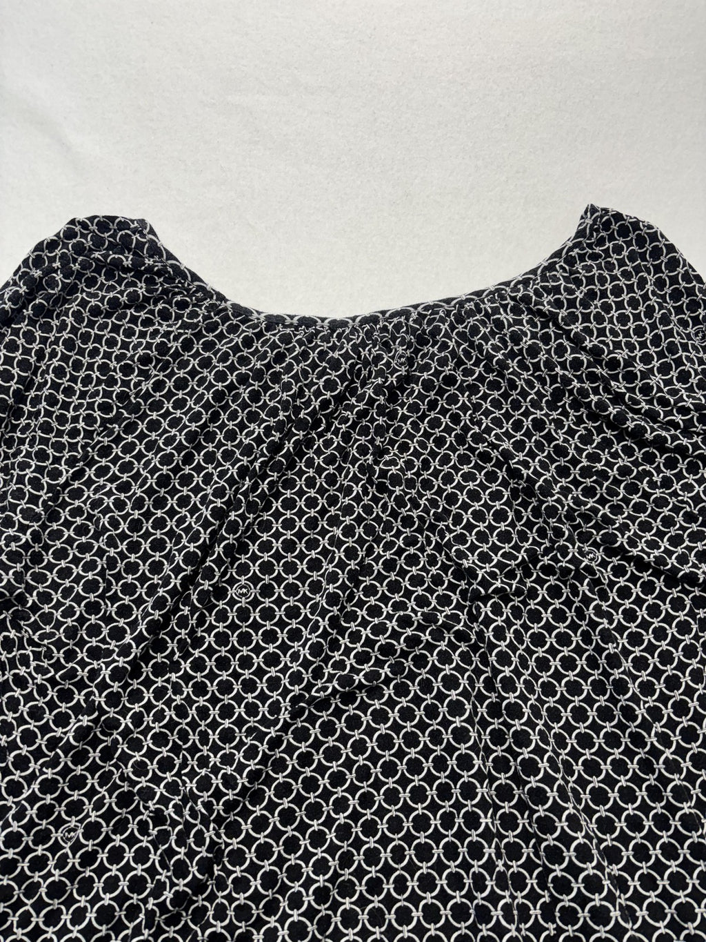 MICHAEL Michael Kors Blouse Womens XL Black Geometric Scoop Neck 3/4 Sleeve