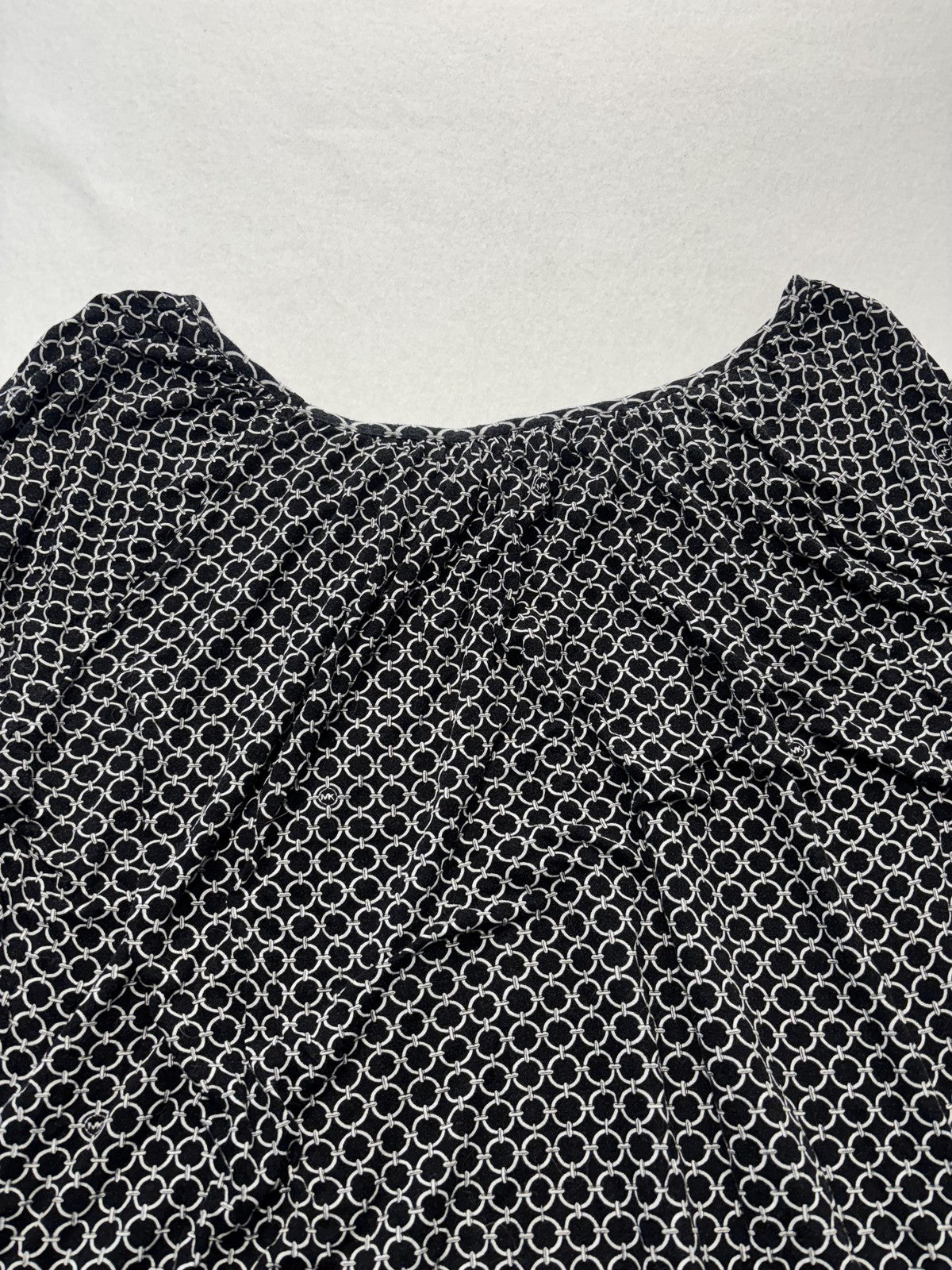 MICHAEL Michael Kors Blouse Womens XL Black Geometric Scoop Neck 3/4 Sleeve