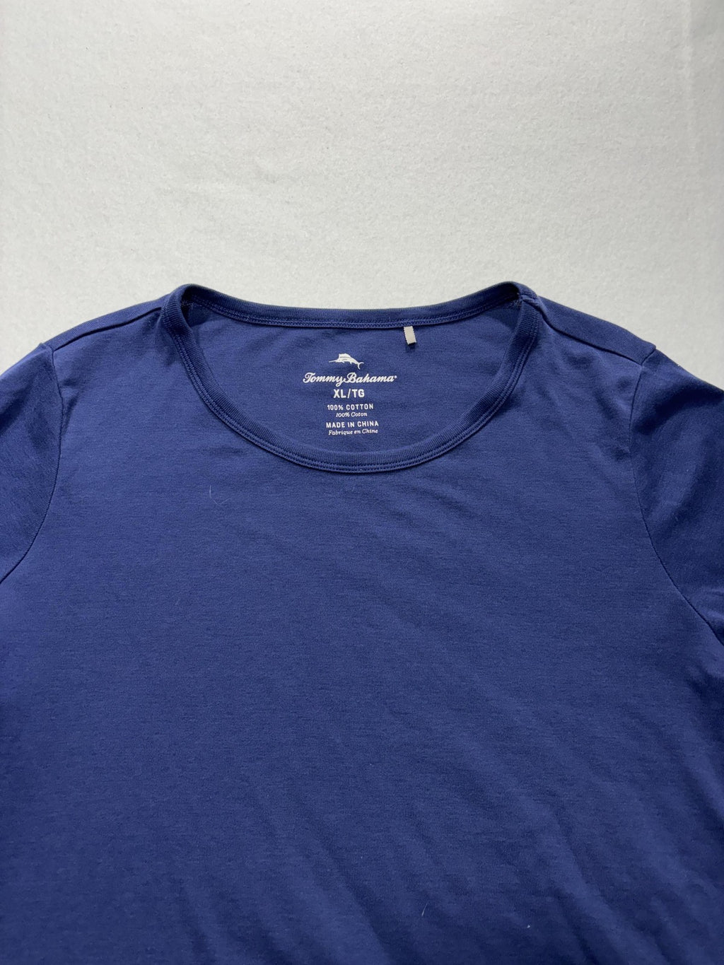 Tommy Bahama Shirt Womens XL Blue Crew Neck Long Sleeve Cotton Tee Basic Casual