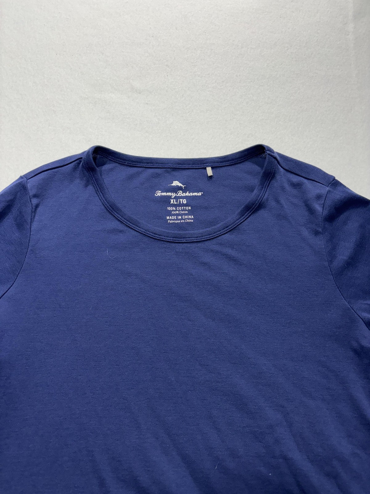 Tommy Bahama Shirt Womens XL Blue Crew Neck Long Sleeve Cotton Tee Basic Casual