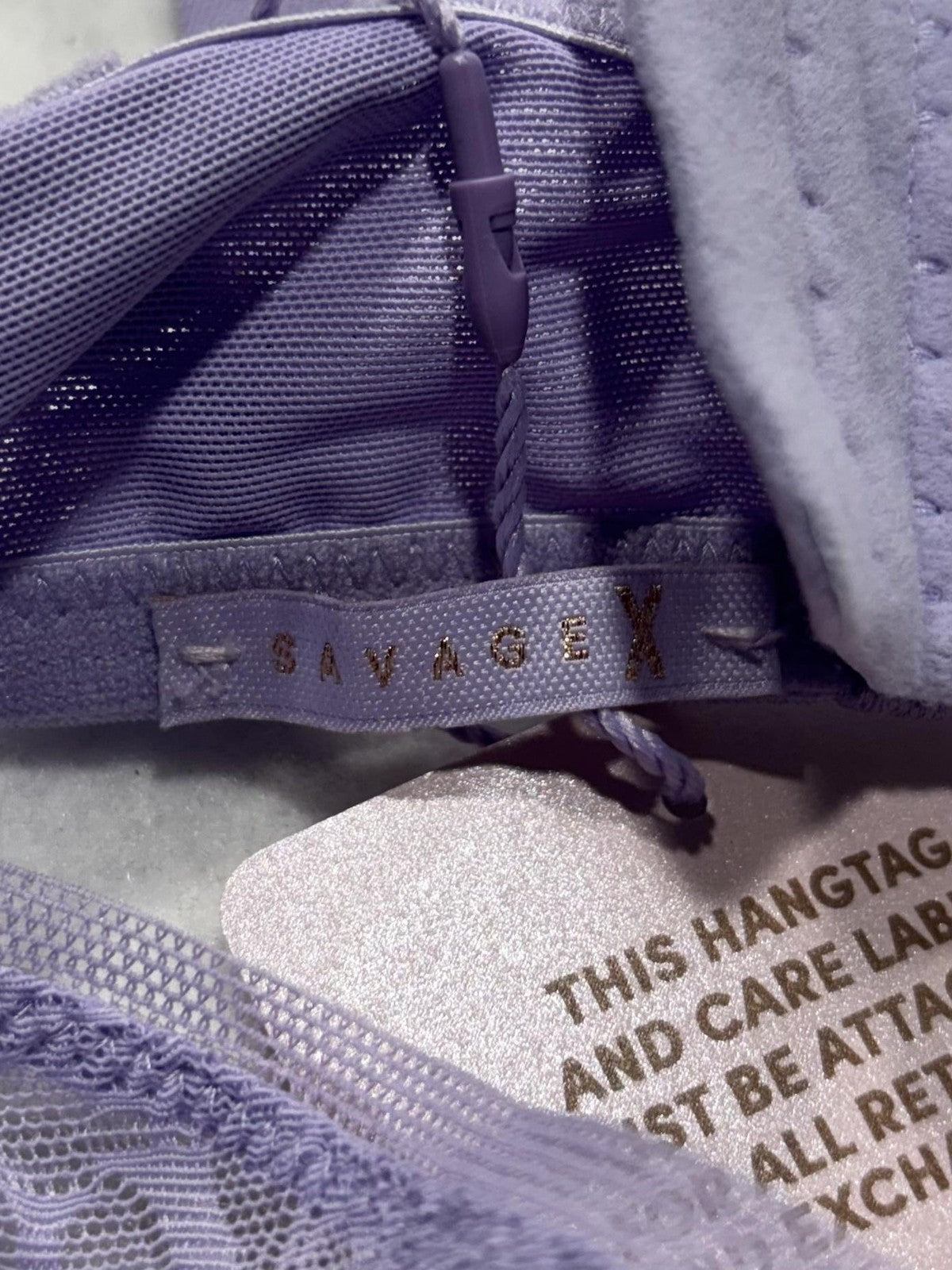 Savage X Fenty Signature Script Bra Womens 38D Purple Lace Balconette Underwire
