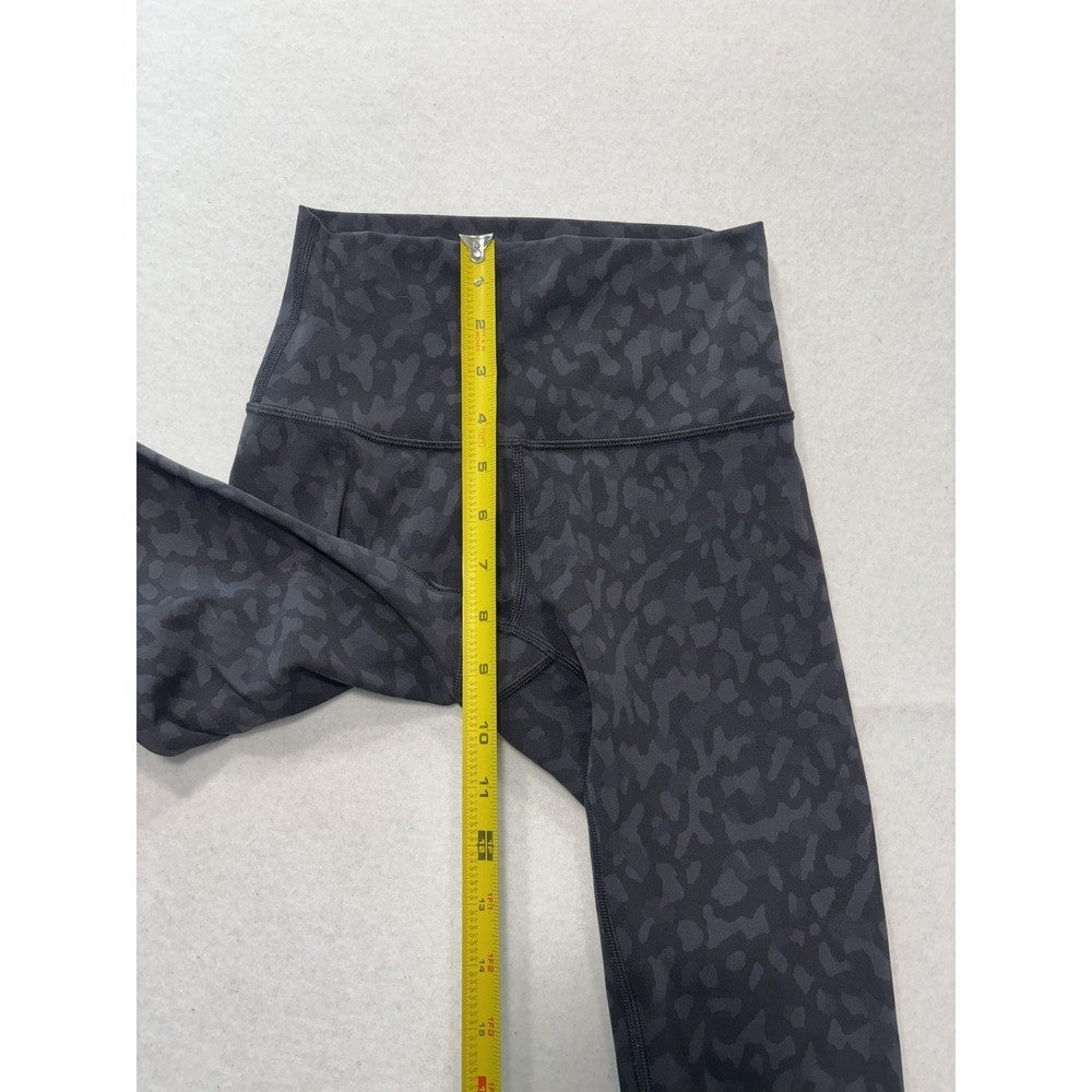 Lululemon Leggings Womens 4 Black Camo High Rise Cropped 23" Inseam Yoga Stretch
