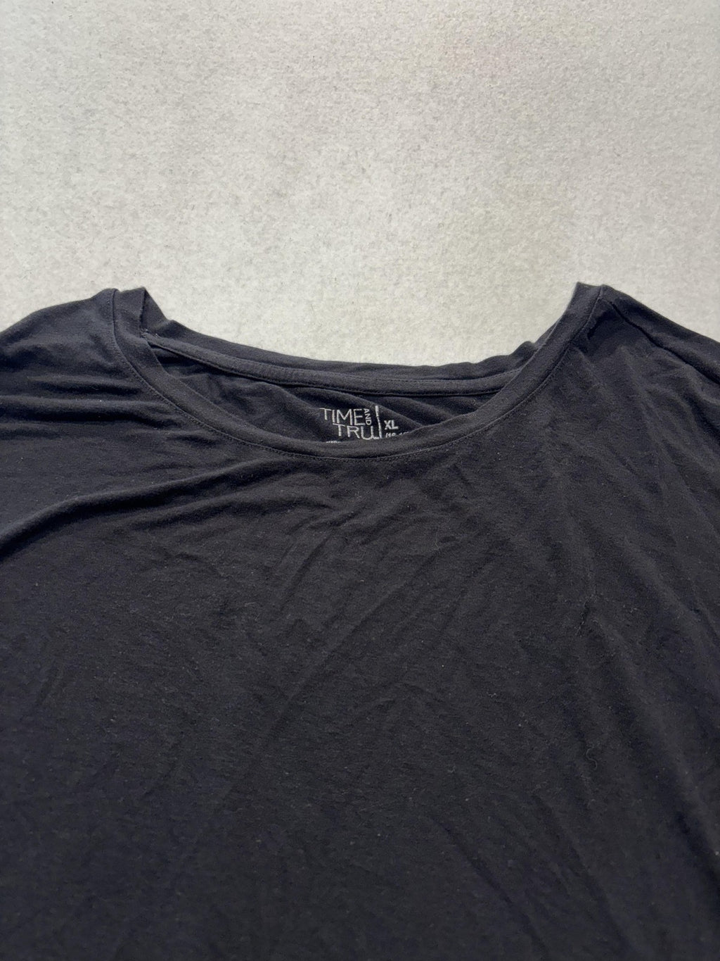 Time And Tru Shirt Womens XL Black Scoop Neck Short Sleeve Tunic Tee Casual