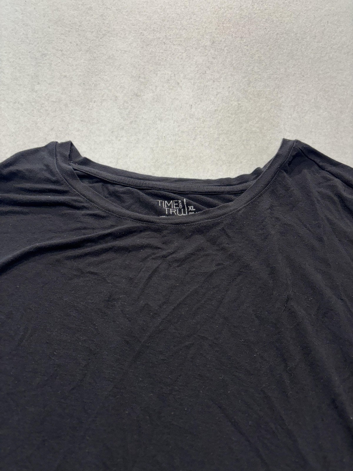 Time And Tru Shirt Womens XL Black Scoop Neck Short Sleeve Tunic Tee Casual