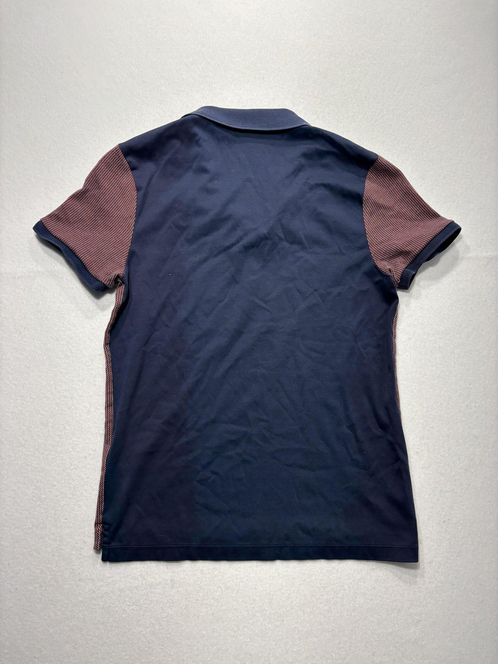 Hugo Boss Polo Shirt Mens Medium Blue Slim Fit Geometric Knit Short Sleeve