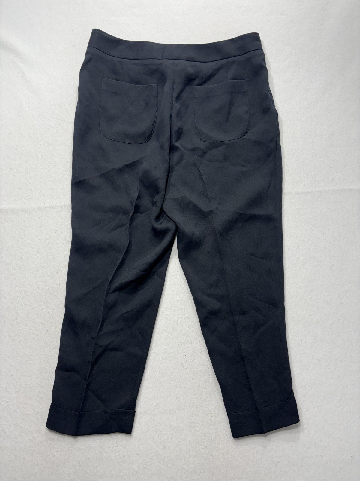 Rag & Bone Pants Womens 6 Black Cropped Straight Leg Cuffed Trousers Pockets