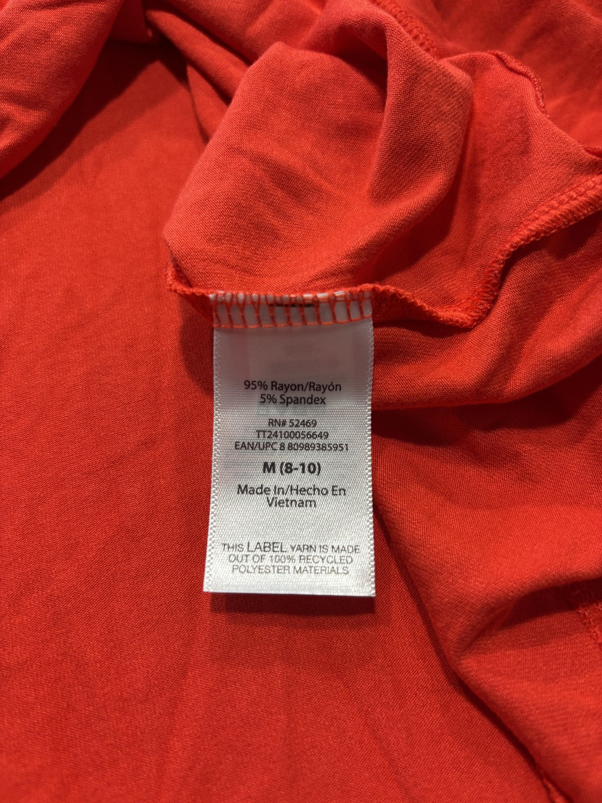 Time And Tru Tank Dress Womens Medium Red Crew Neck Sleeveless Stretch Jersey