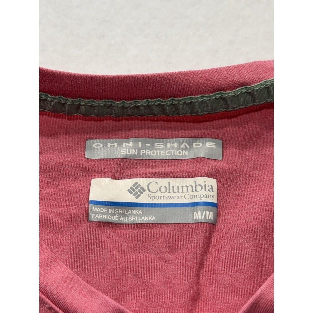 Columbia PFG Omni-Shade Shirt Womens M Pink Crew Neck Long Sleeve Sun Protection