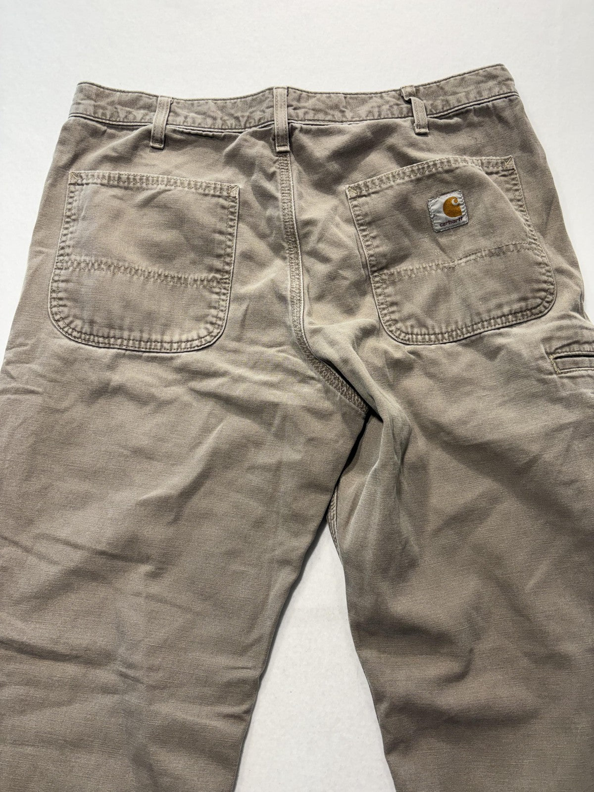 Carhartt Carpenter Pants Mens 34x32 Beige Relaxed Fit Canvas Workwear Casual