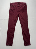 7 For All Mankind Jeans Womens 30 Red Burgundy Skinny Mid Rise Stretch 30x27.5