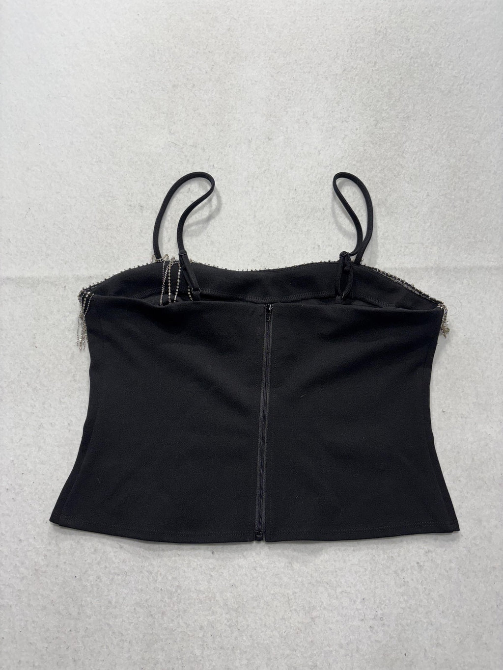 Sincerely Jules Tank Womens Medium Black Rhinestone Fringe Square Neck Cami