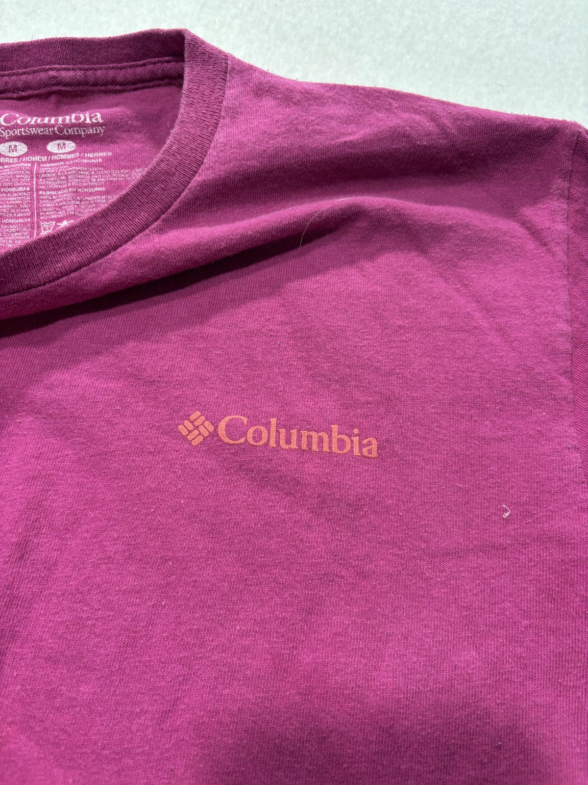 Columbia Shirt Mens Medium Pink Mountain Graphic Long Sleeve Tee Outdoor Hiking
