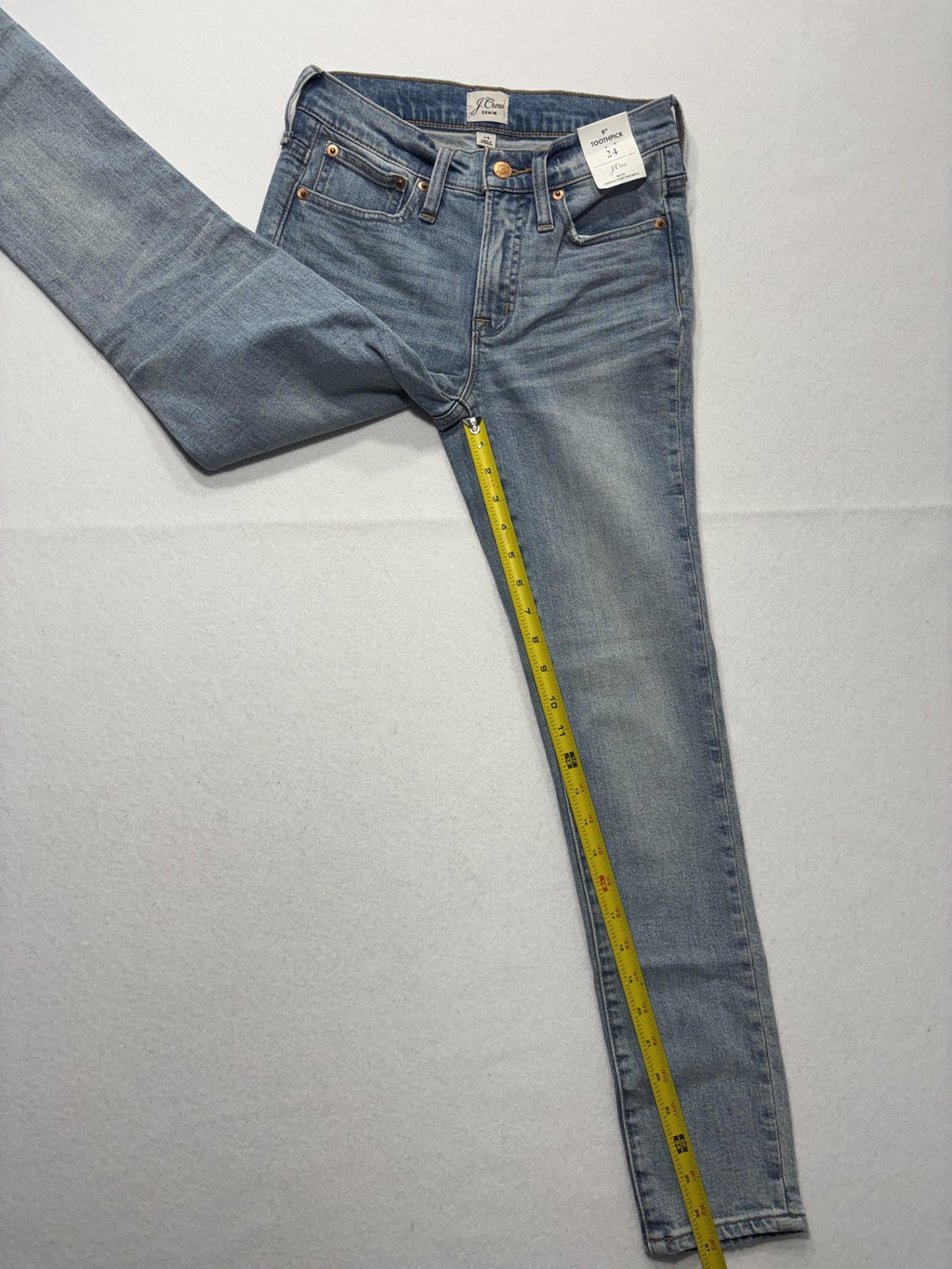 J.Crew 9" Toothpick Jeans Womens 24 Blue Medium Wash Mid Rise Skinny Stretch