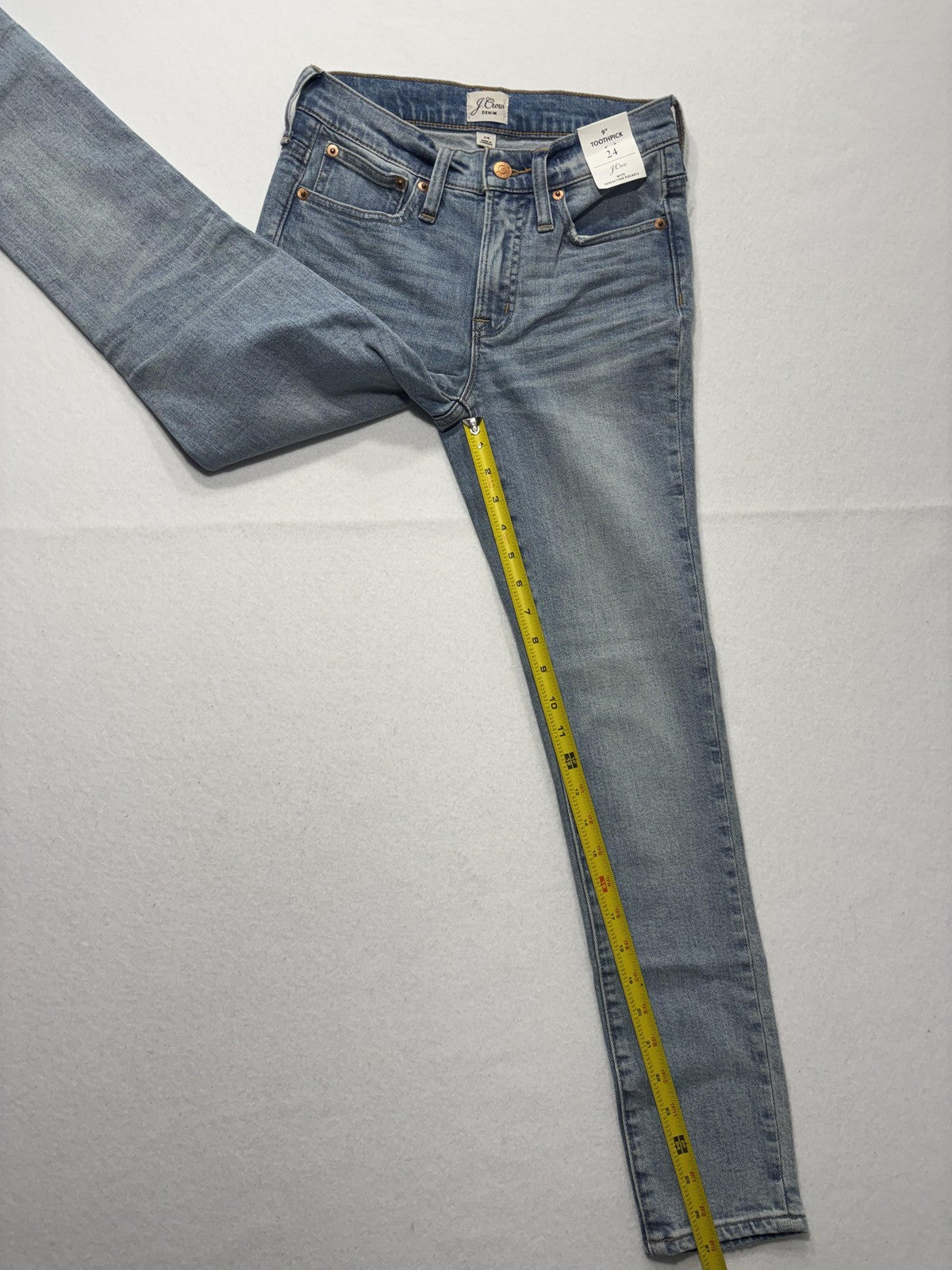 J.Crew 9" Toothpick Jeans Womens 24 Blue Medium Wash Mid Rise Skinny Stretch