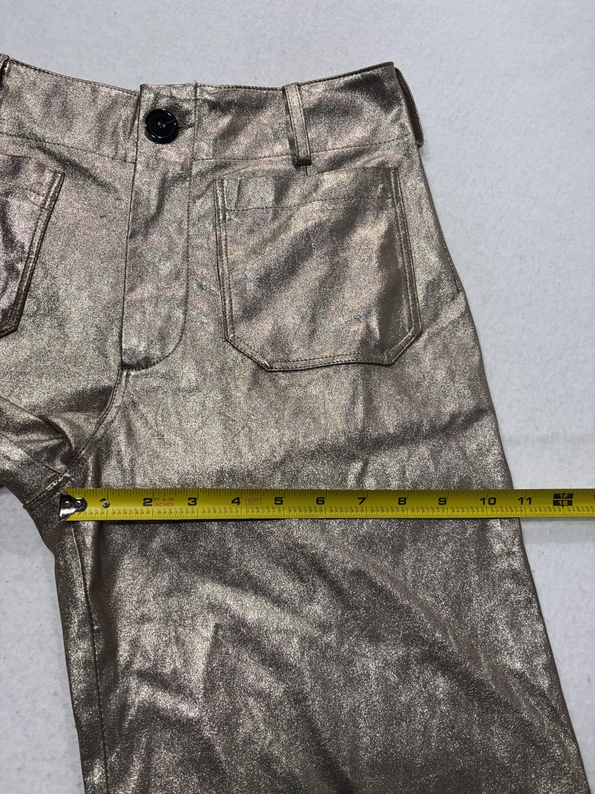 Maeve Pants Womens 26 Gold Colette Metallic Cropped Wide Leg Anthropologie