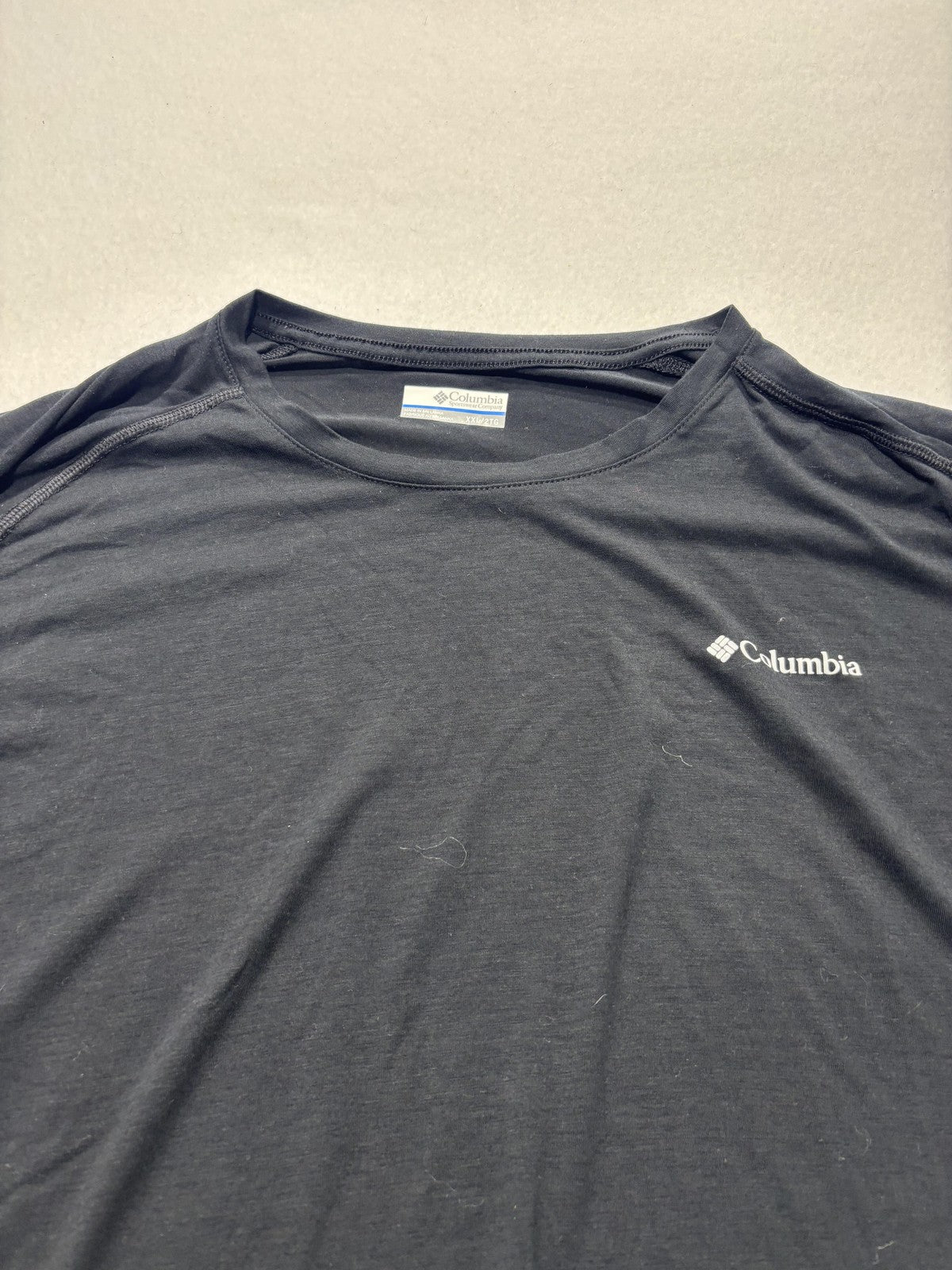 Columbia Shirt Mens 2XL Black Long Sleeve Raglan Stretch Jersey Tee Lightweight