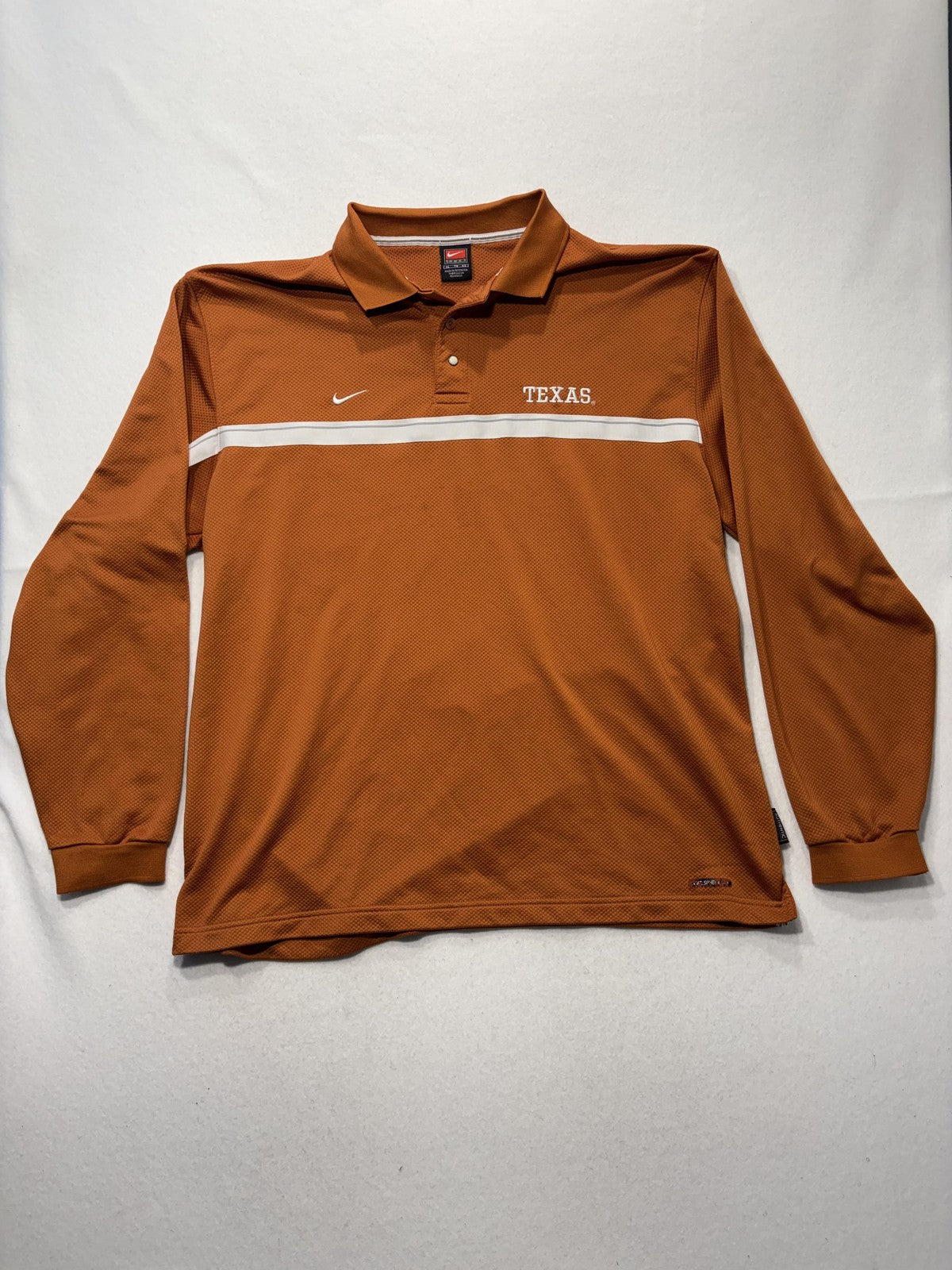 Texas Longhorns Polo Shirt Mens XL NCAA Football Nike Sphere Dry Long Sleeve